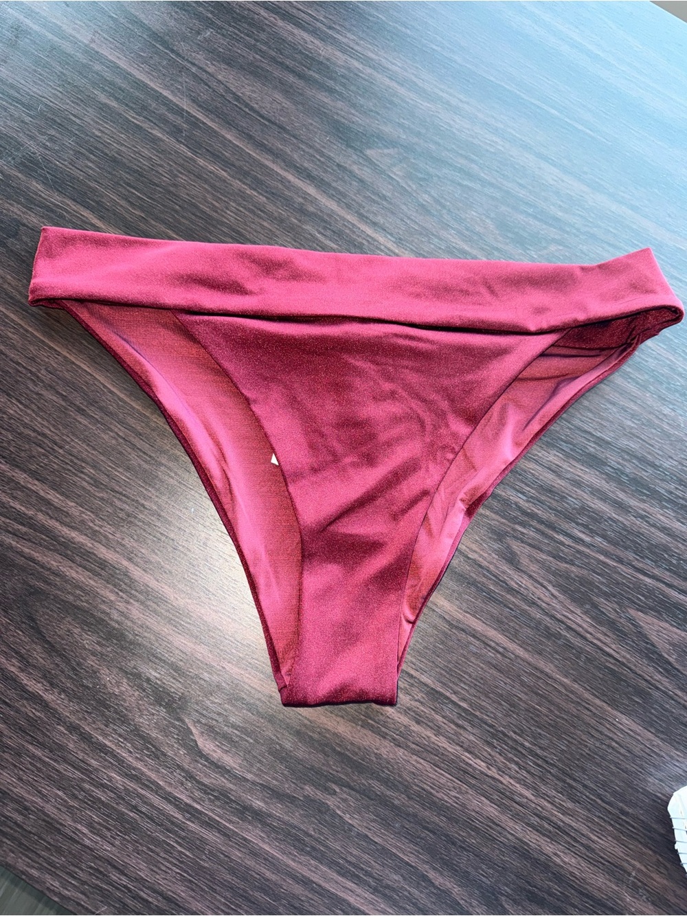 Onia Karina Bikini Swim Bottom Women's L Burgundy Metallic Shimmer Tricot
